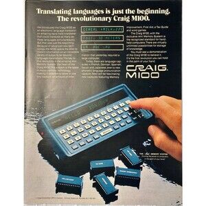 Craig M100 Electronic Language Translator "Handheld" Vintage Print Ad 1979